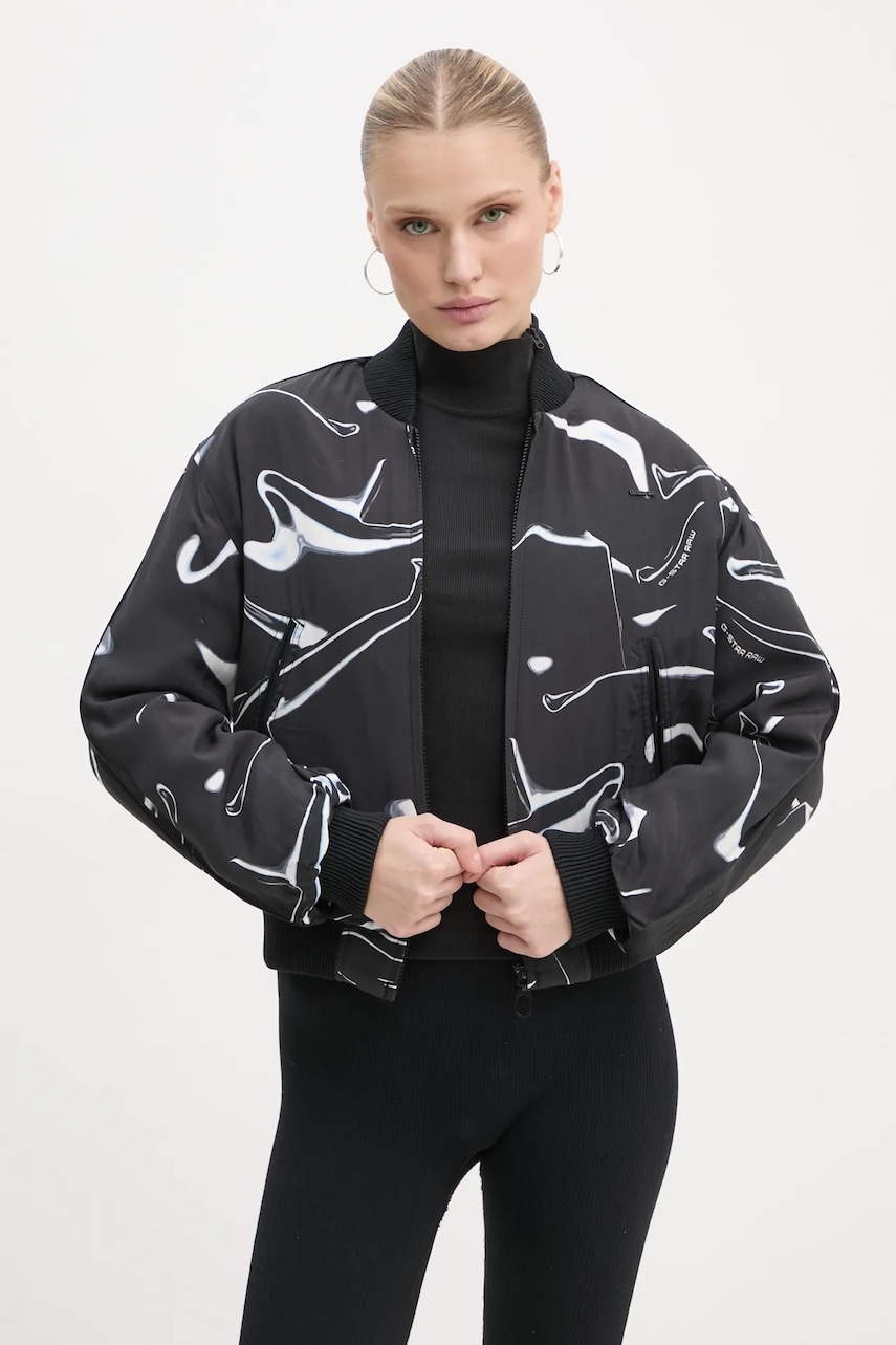 G-Star geacă bomber femei, culoarea negru, de tranzitie, D25282-D725