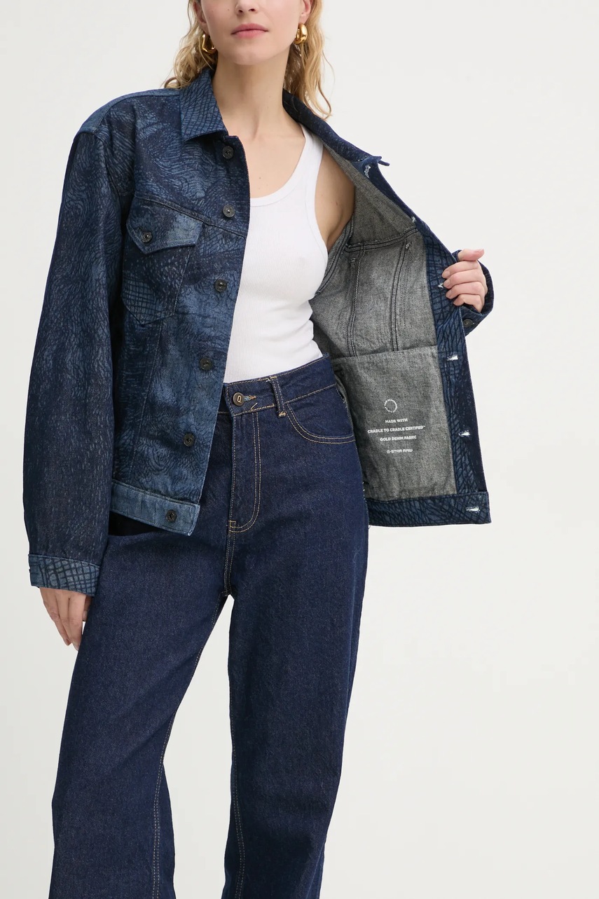 Джинсова куртка G-Star Raw жіноча колір синій перехідна oversize D26401-D317 