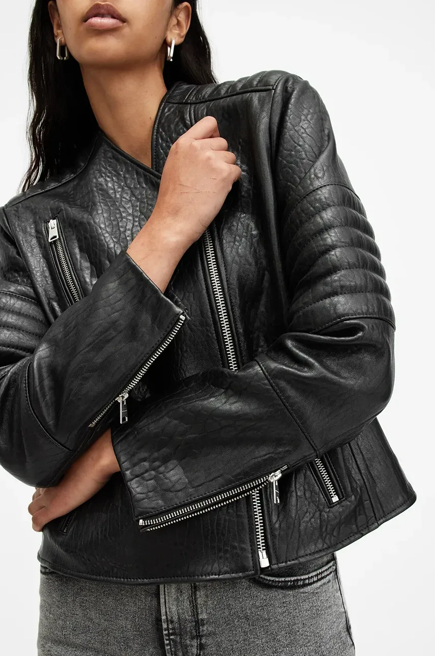 Кожаная куртка AllSaints CAWLEY женская цвет чёрный переходная W027LA Кожаная куртка AllSaints CAWLEY женская цвет чёрный переходная W027LA