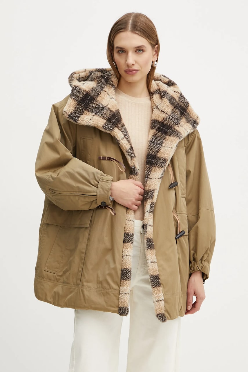 Weekend Max Mara geaca femei, culoarea verde, de iarna, oversize, 2425486013600 Weekend Max Mara geaca femei, culoarea verde, de iarna, oversize, 2425486013600