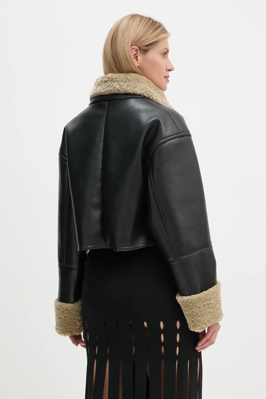 Nanushka rövid kabát JEMMA női, fekete, átmeneti, oversize, NW24FWOW38170 termék 2. képe