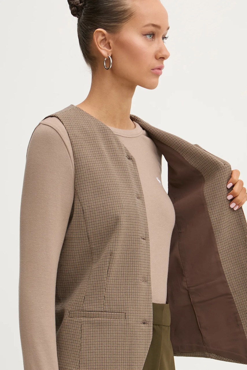 Γιλέκο Abercrombie & Fitch χρώμα: καφέ, KI140-4497 φωτογραφία