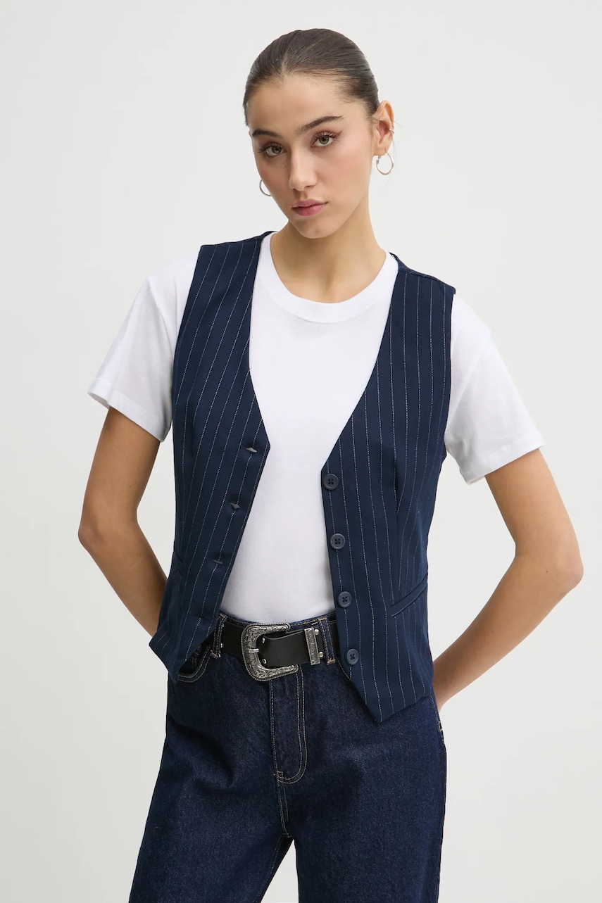 Hollister Co. vesta culoarea albastru marin, un singur rand de nasturi, KI340-4080