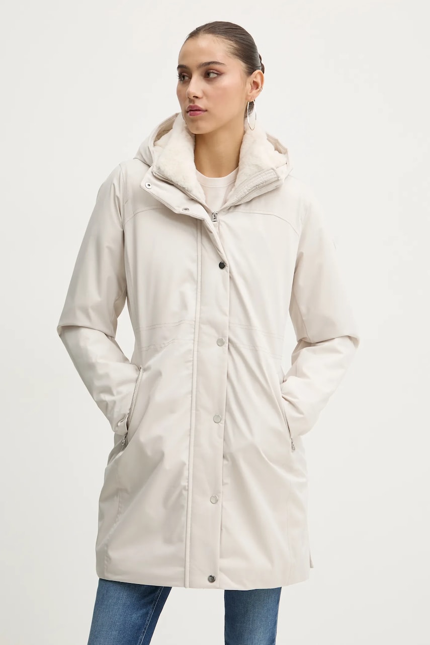 Hollister Co. geacă femei, culoarea bej, de iarnă, KI344-4658