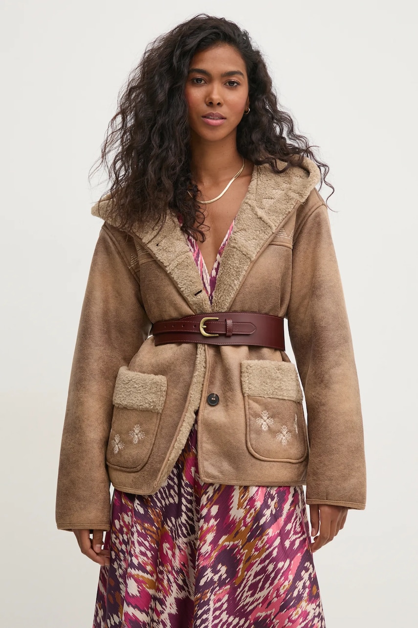Hoss Intropia geaca femei, culoarea bej, de tranzitie, oversize, 5458316 Hoss Intropia geaca femei, culoarea bej, de tranzitie, oversize, 5458316
