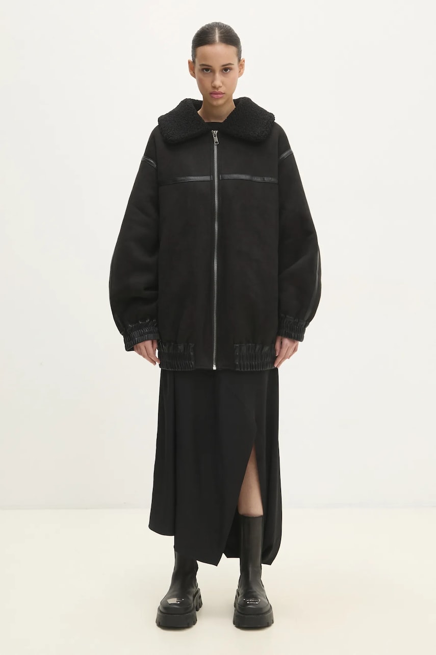 Rotate geaca Oversized Bomber femei, culoarea negru, de tranzitie, 113189100 Rotate geaca Oversized Bomber femei, culoarea negru, de tranzitie, 113189100