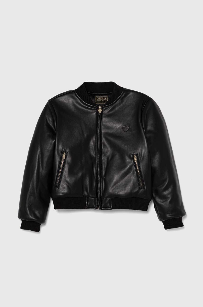 

Детско яке бомбър Guess в черно J4YL13 WE8D0, Черен
