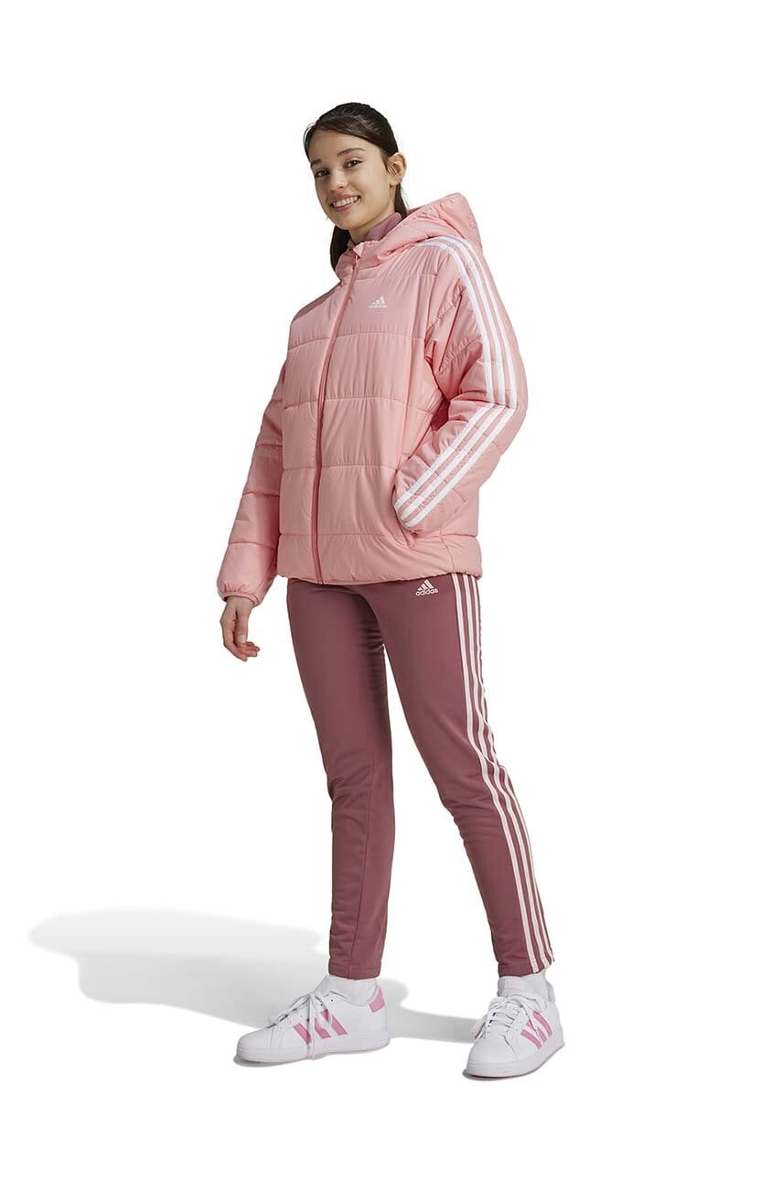adidas geaca copii J ESS 3S PAD culoarea roz, IW0541 adidas geaca copii J ESS 3S PAD culoarea roz, IW0541