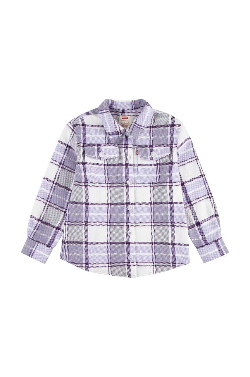 Levi's geaca copii OVERSIZED PLAID SHACKET culoarea violet, 3EL410 Levi's geaca copii OVERSIZED PLAID SHACKET culoarea violet, 3EL410