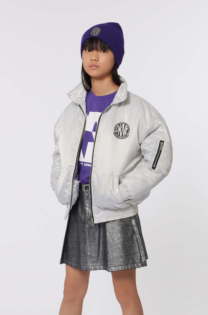 Dkny geaca bomber pentru copii culoarea gri, D60235