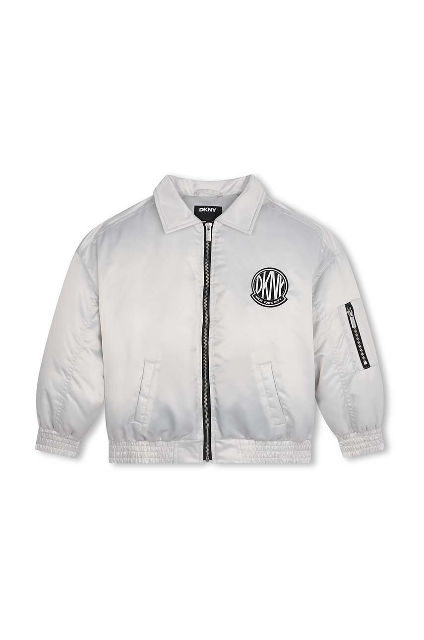 Дитяча куртка-бомбер Dkny колір сірий D60235