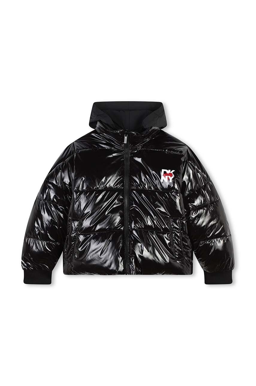 Dkny geacă reversibilă pentru copii culoarea negru, D62076