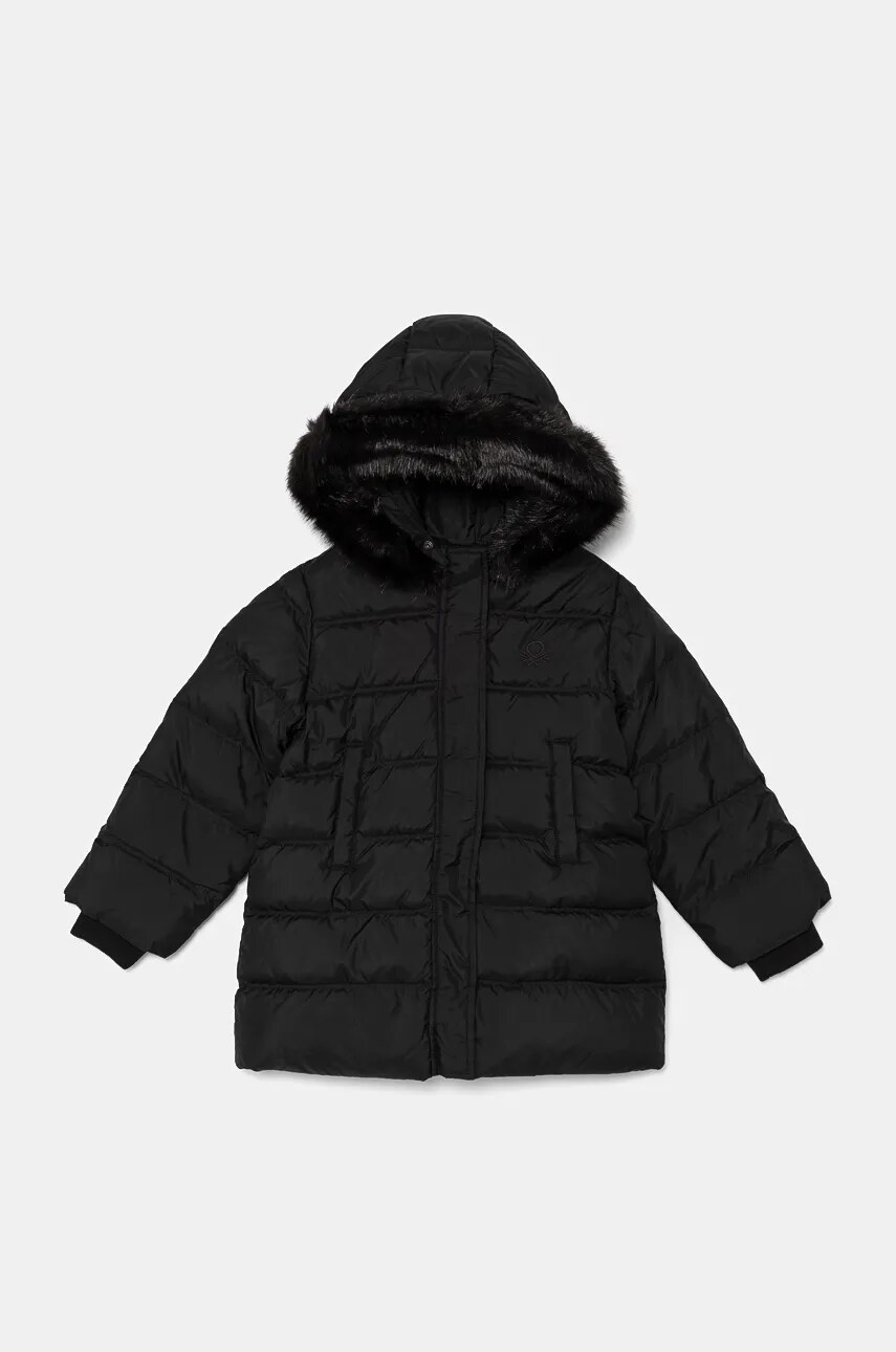 United Colors of Benetton geaca de puf pentru copii culoarea negru, 2WU0CN04Z