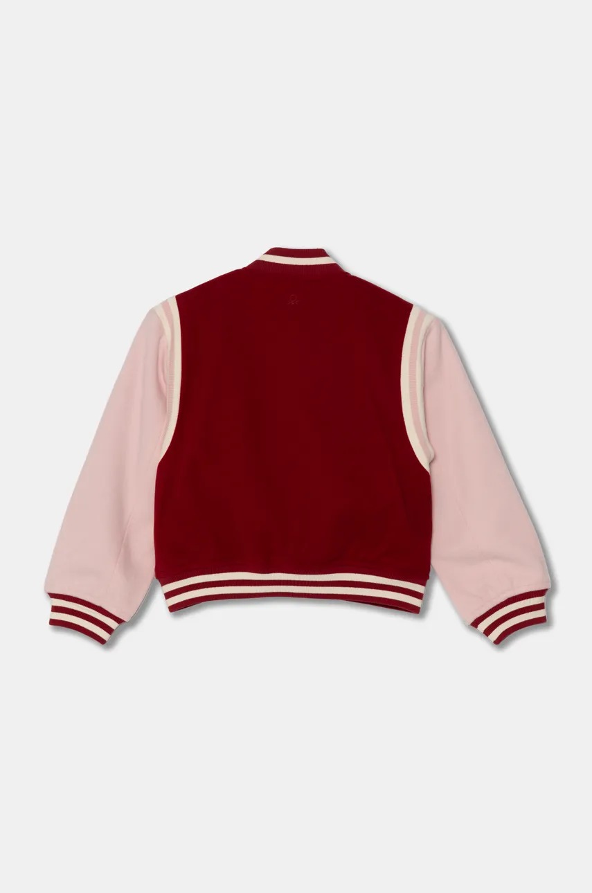 Дитяча куртка-бомбер з домішкою вовни United Colors of Benetton колір бордовий 20PYCN04P Дитяча куртка-бомбер з домішкою вовни United Colors of Benetton колір бордовий 20PYCN04P