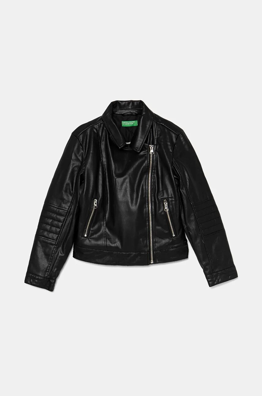 United Colors of Benetton geaca ramones pentru copii culoarea negru, 2VF8CN04R