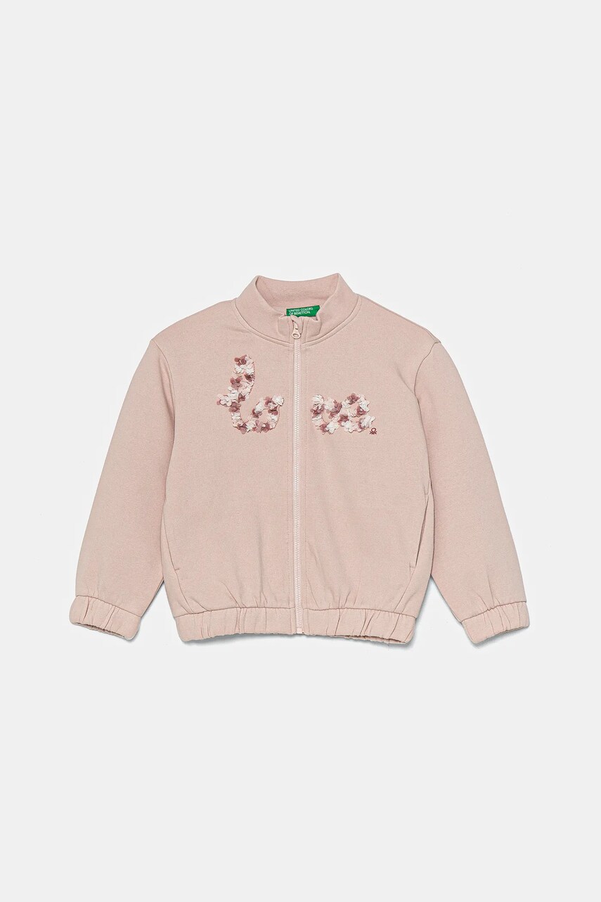 United Colors of Benetton bluza copii culoarea bej, cu imprimeu, 39M2G503J