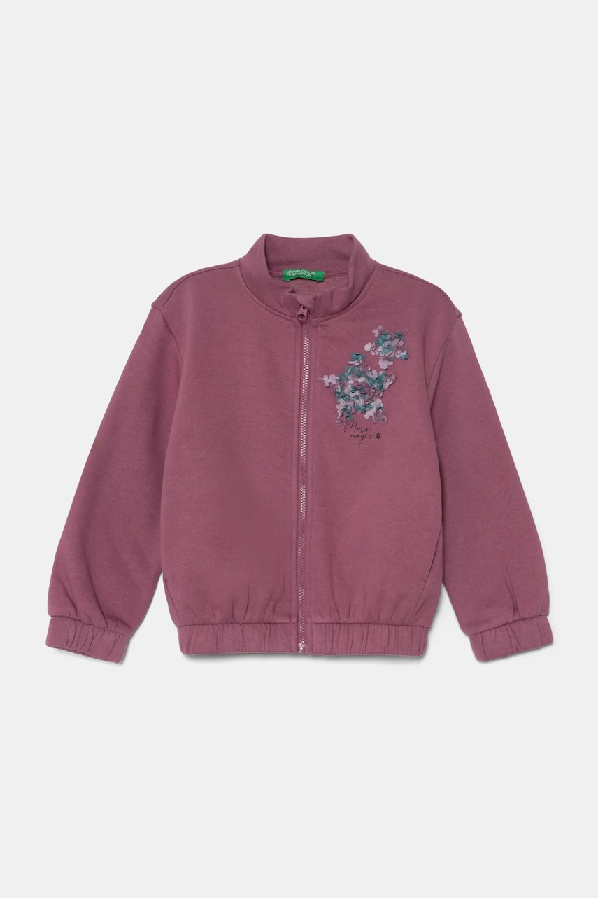 United Colors of Benetton bluza copii culoarea violet, cu imprimeu, 39M2G503J United Colors of Benetton bluza copii culoarea violet, cu imprimeu, 39M2G503J