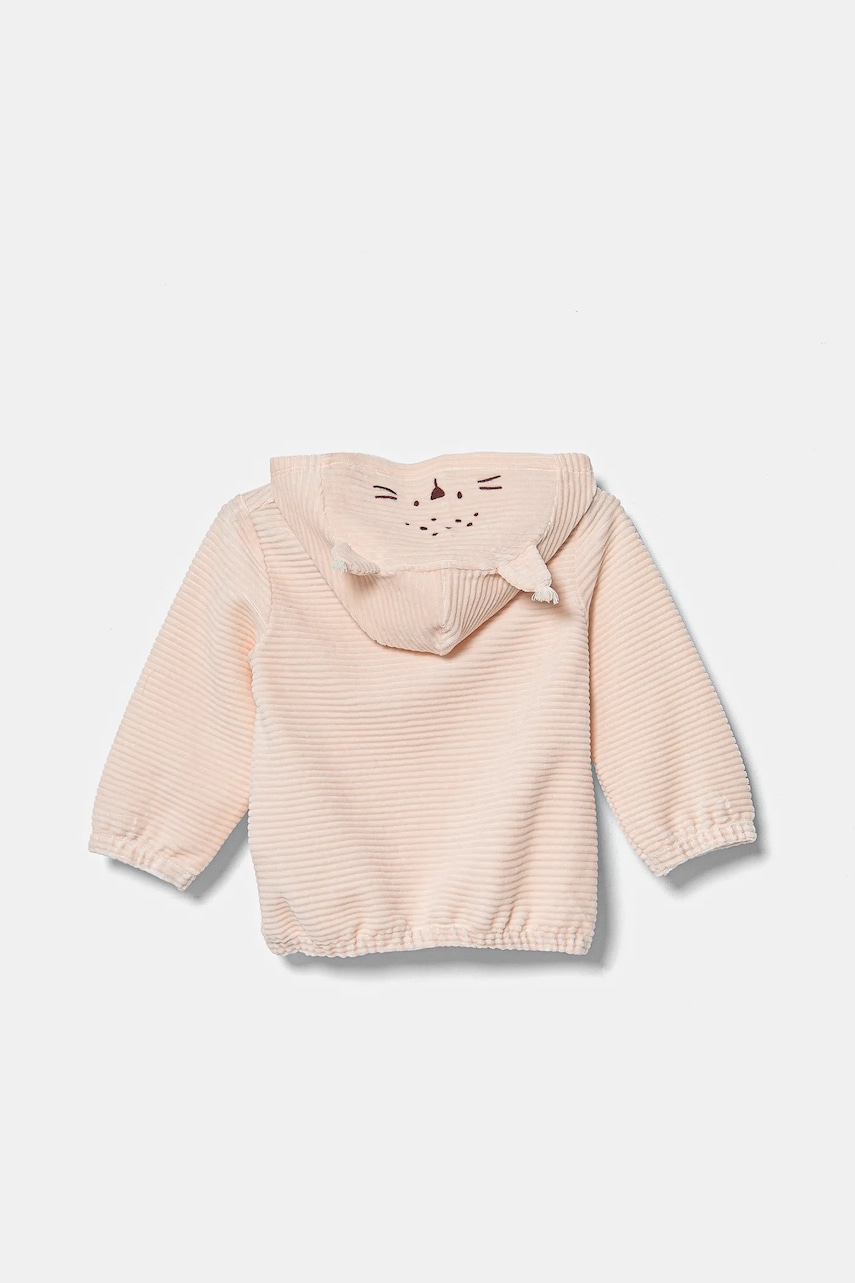 Кофта для младенцев United Colors of Benetton цвет розовый с капюшоном однотонная 3MCDA501C Кофта для младенцев United Colors of Benetton цвет розовый с капюшоном однотонная 3MCDA501C