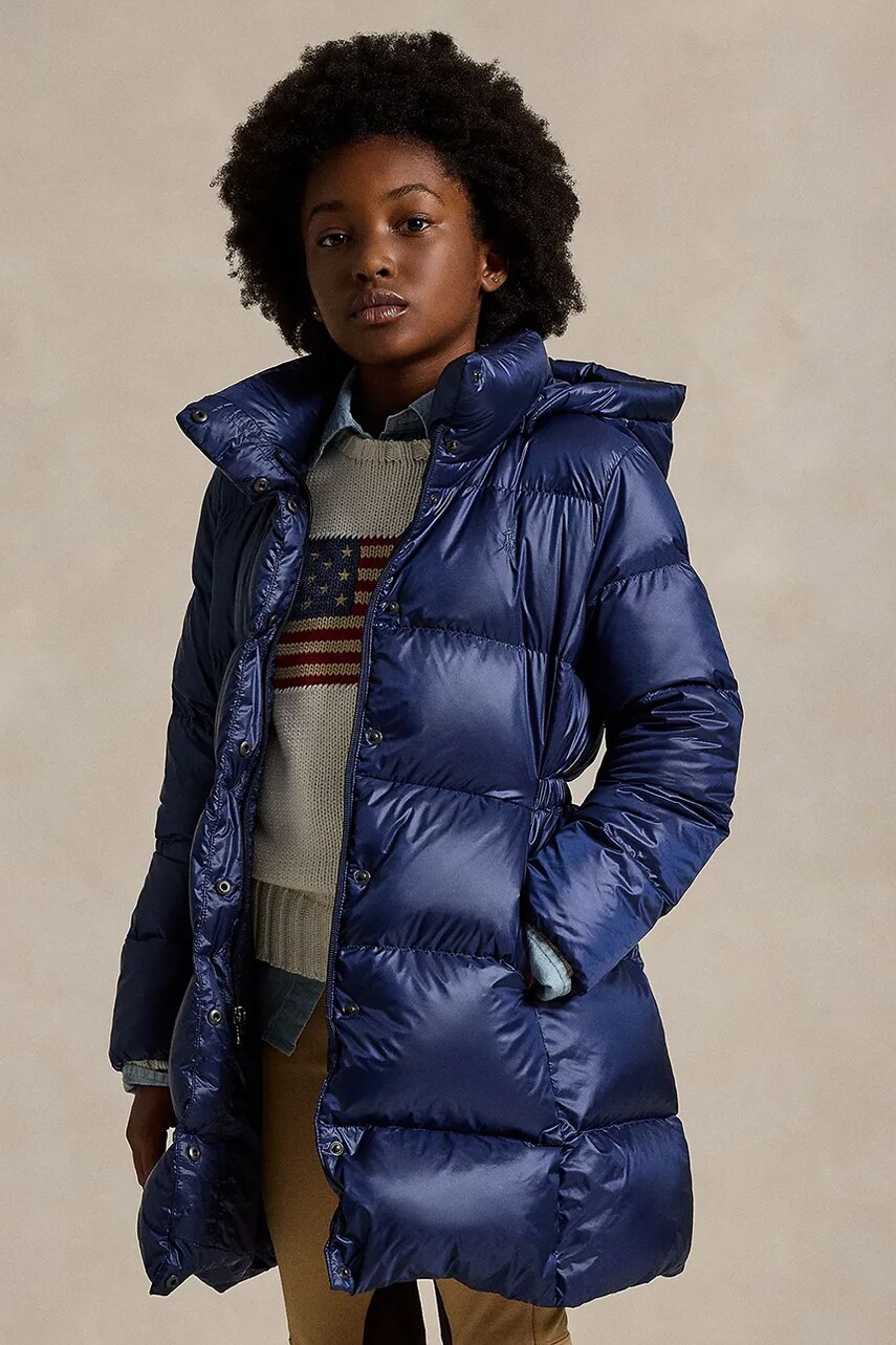 Levně Dětská péřová bunda Polo Ralph Lauren modrá barva, 313940329004