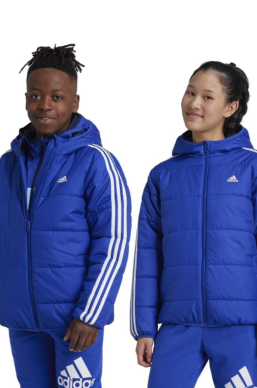 adidas geaca copii J ESS 3S PAD culoarea albastru marin, IW0543 adidas geaca copii J ESS 3S PAD culoarea albastru marin, IW0543
