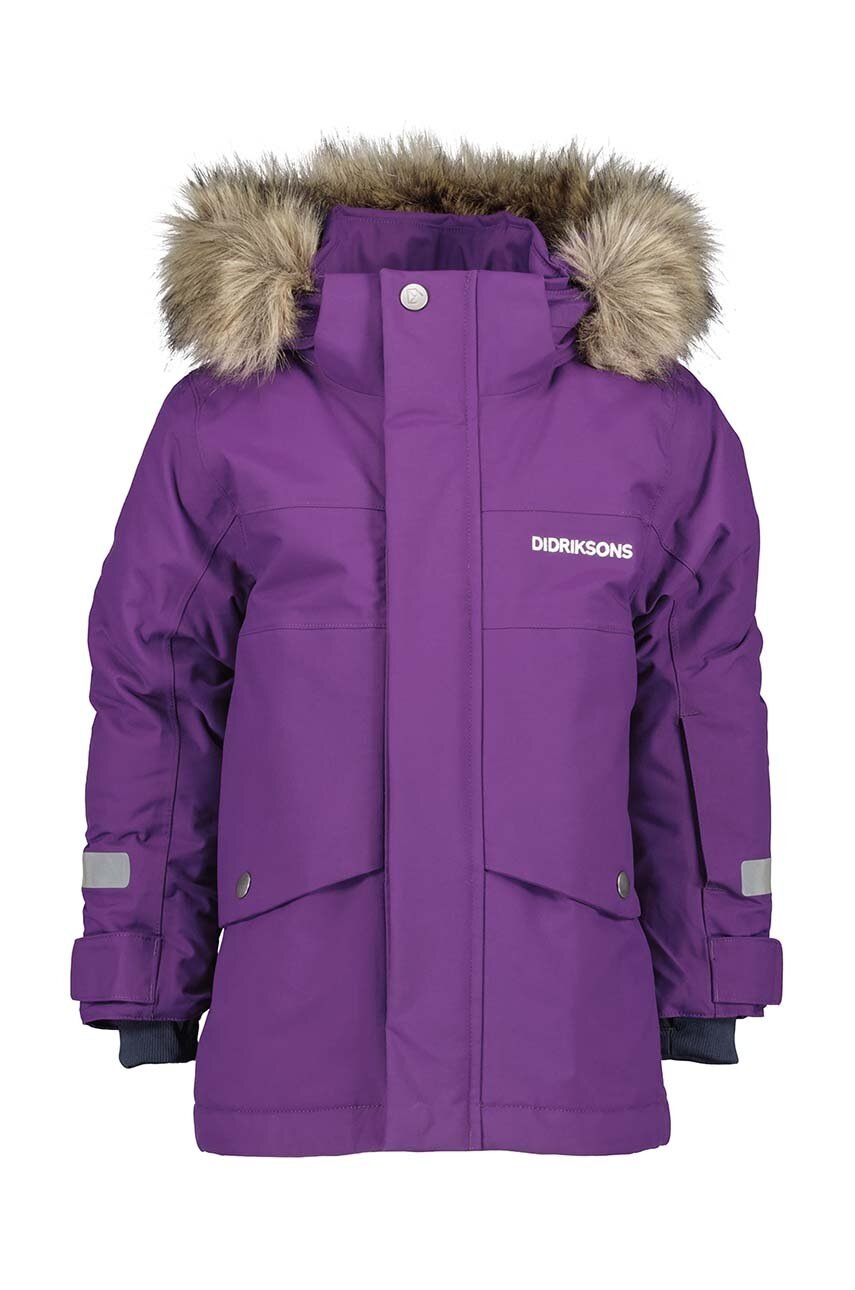 Дитяча куртка Didriksons BJÄRVEN KIDS PARKA колір фіолетовий 505470