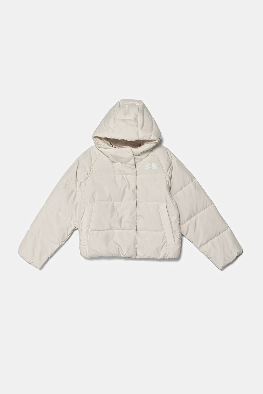 The North Face geaca de puf pentru copii NORTH DOWN HOODED JACKET culoarea bej, NF0A88UDQLI1 The North Face geaca de puf pentru copii NORTH DOWN HOODED JACKET culoarea bej, NF0A88UDQLI1