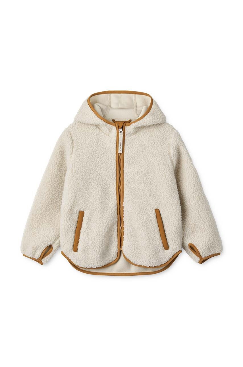Детская куртка из флиса Liewood Mara Pile Jacket цвет бежевый с капюшоном однотонная LW18920