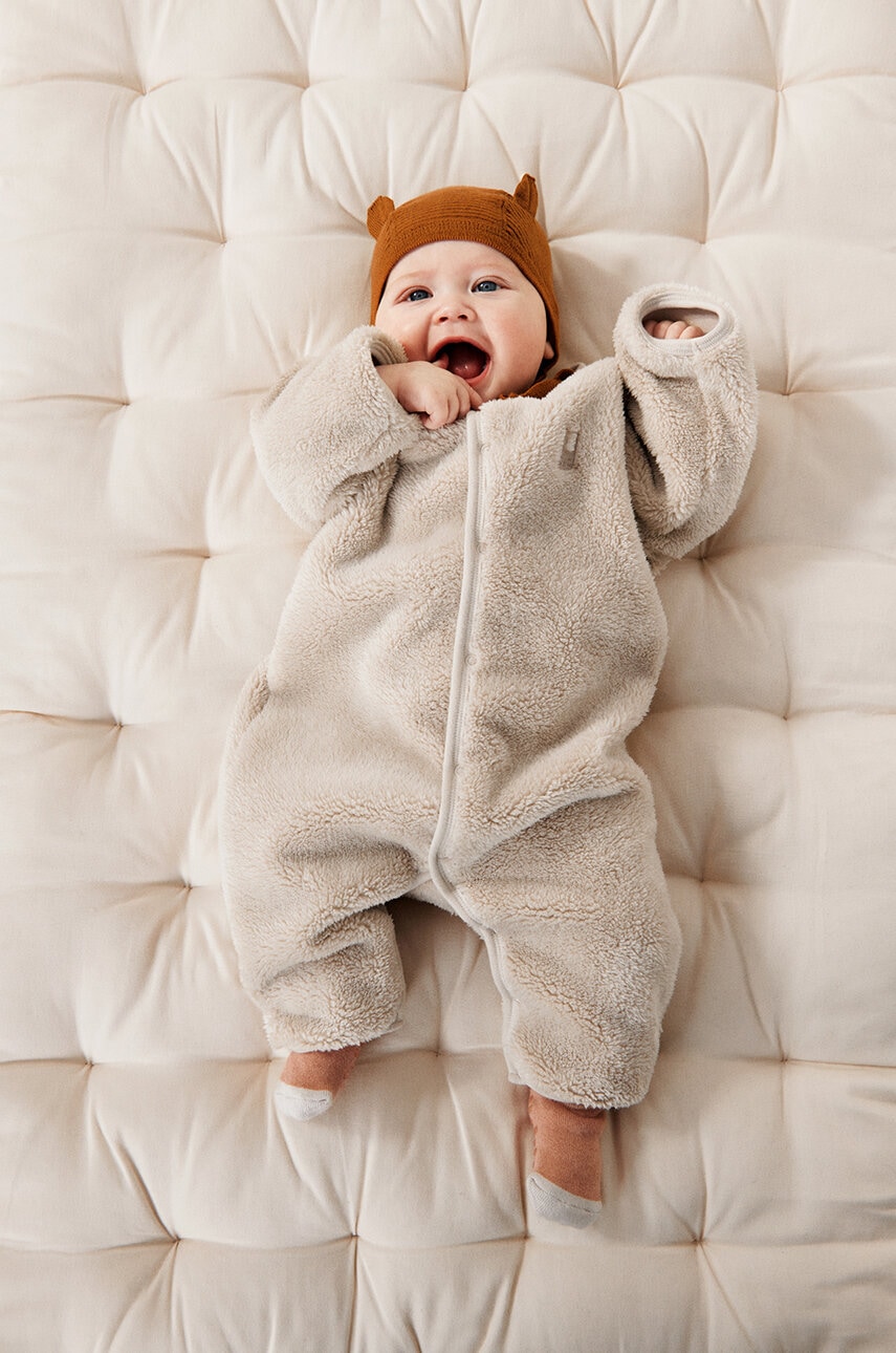 Liewood combinezon bebe Bailey Baby Pile Jumpsuit culoarea bej, LW19189