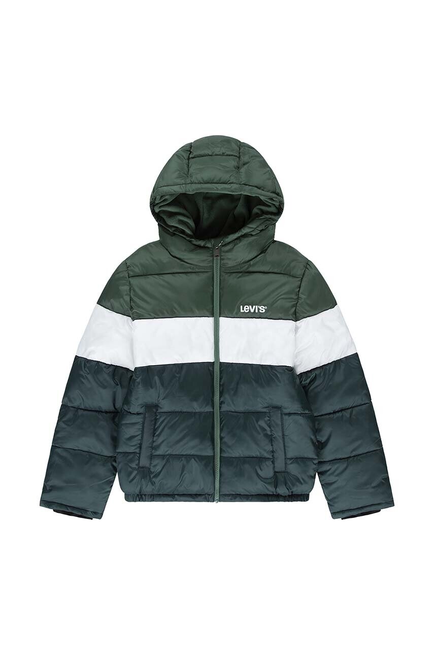 Levi\'s geaca copii BOY\'S COLOR BLOCK PUFFER culoarea verde, 8EL263