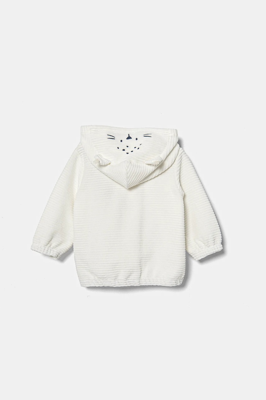 Кофта для немовлят United Colors of Benetton колір білий з капюшоном однотонна 3MCDA501C