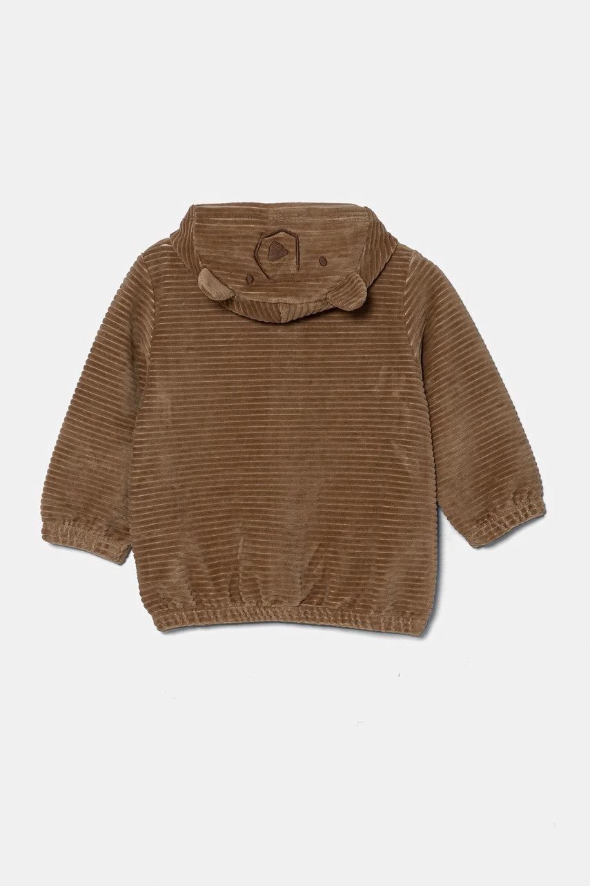 Кофта для немовлят United Colors of Benetton колір коричневий з капюшоном однотонна 3MCDA501C