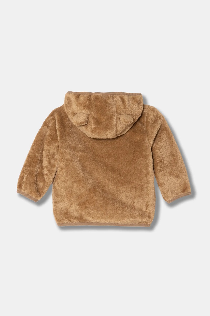 Куртка для немовлят United Colors of Benetton колір коричневий з капюшоном однотонна 30Y5A501D