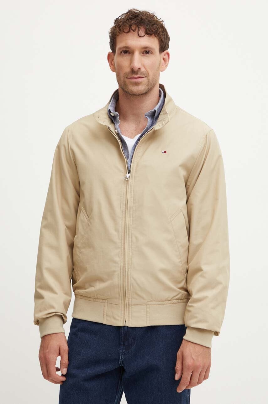 Levně Bunda Tommy Hilfiger pánská, béžová barva, přechodná, MW0MW35670