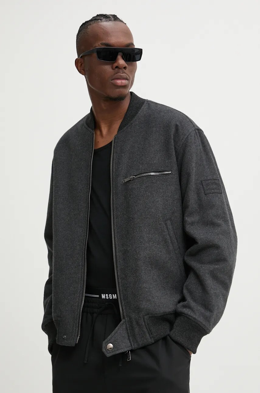 Iceberg jacheta bomber din amestec de lana culoarea gri, de tranzitie, oversize, O071 3068 Iceberg jacheta bomber din amestec de lana culoarea gri, de tranzitie, oversize, O071 3068