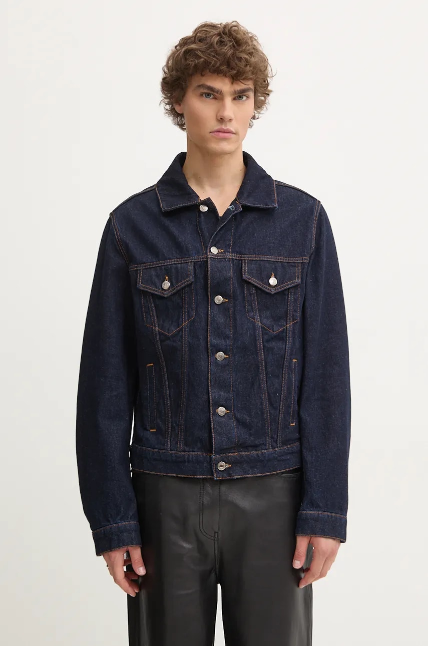 MSGM geaca barbati, culoarea albastru marin, de tranzitie, 3740MH230L.247599 MSGM geaca barbati, culoarea albastru marin, de tranzitie, 3740MH230L.247599