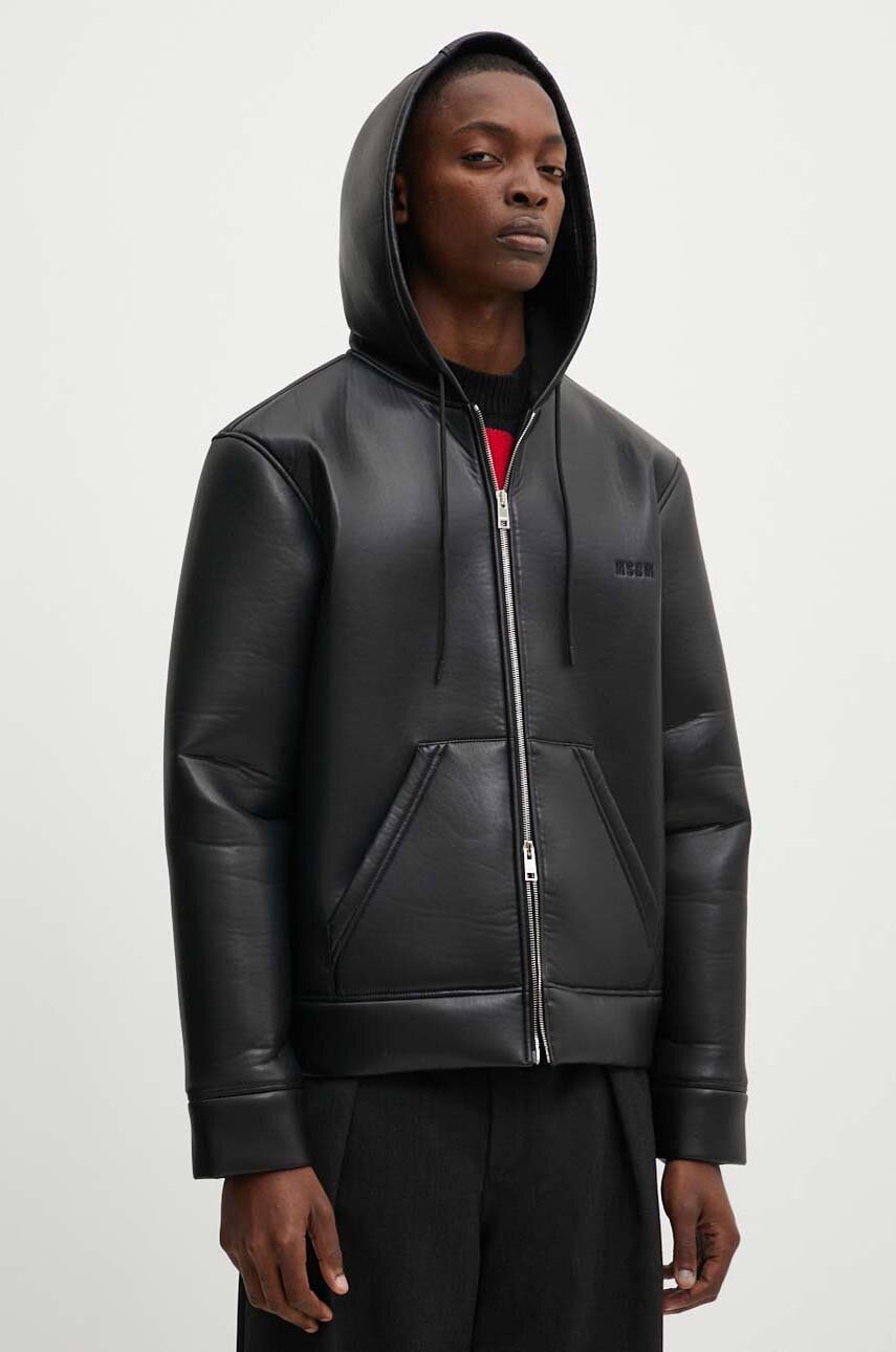 MSGM geaca barbati, culoarea negru, de tranzitie, 3740MH18X.247603