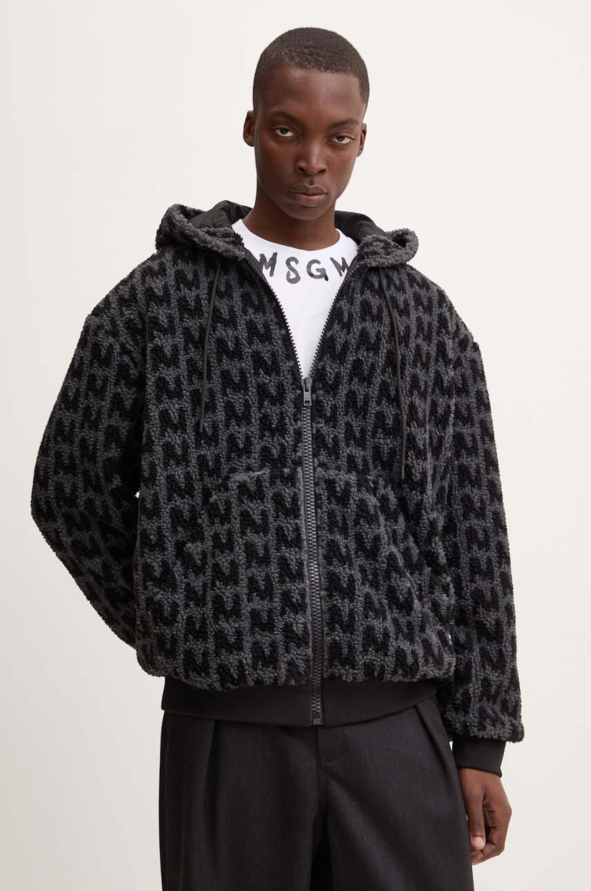 

Поларен суичър MSGM в черно с качулка с десен 3740MH10.247527, Черен