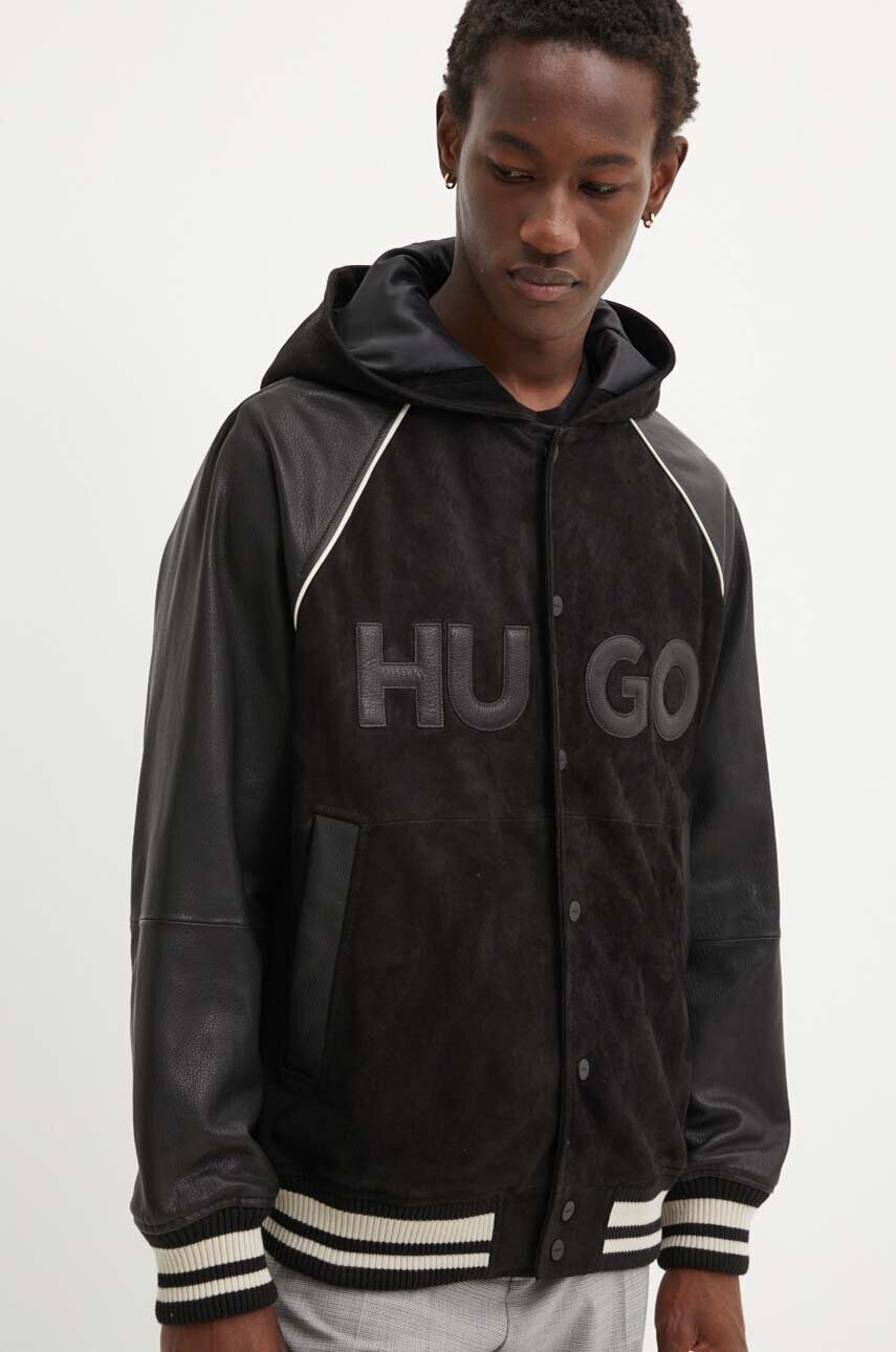 HUGO geaca bomber barbati, culoarea negru, de iarna, 50516870