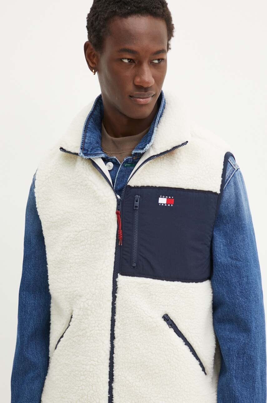 Tommy Jeans vesta barbati, culoarea bej, de tranzitie, DM0DM18900