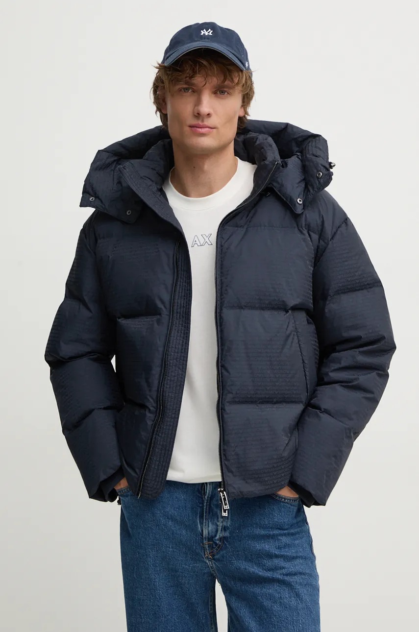 

Пухено яке Emporio Armani в тъмносиньо зимен модел с уголемена кройка 6D1BC3 1NNXZ, Тъмносин