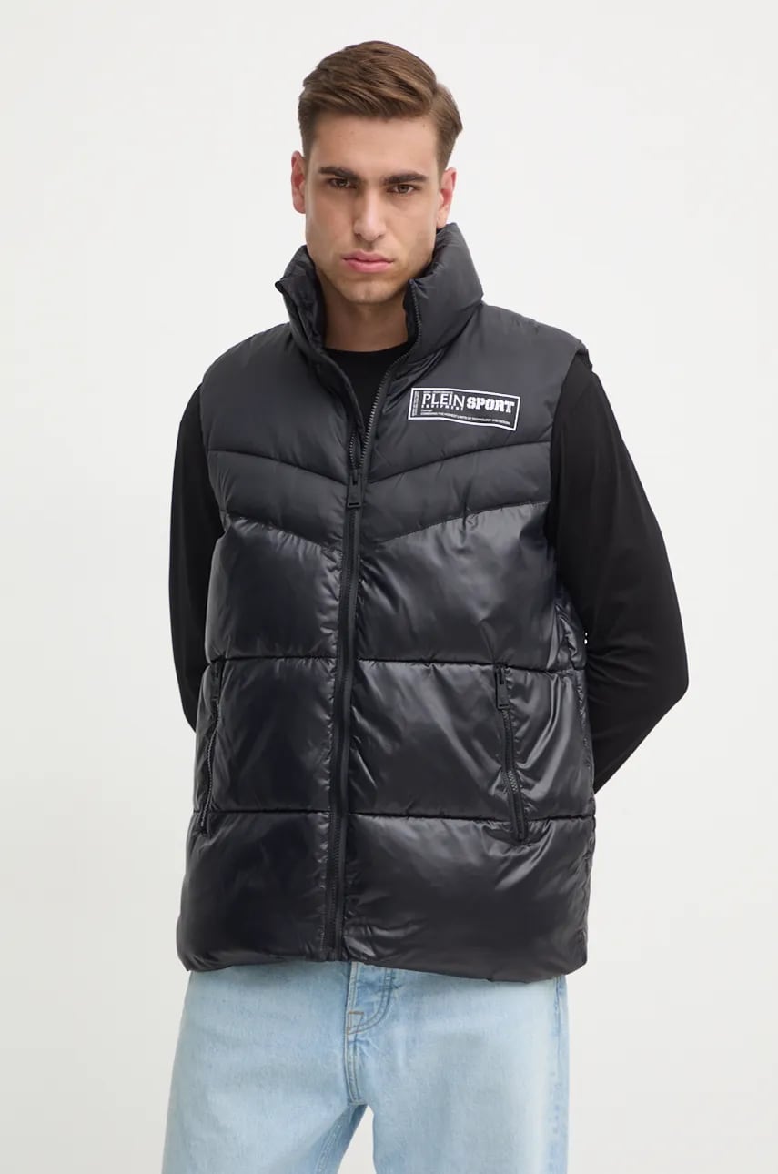 PLEIN SPORT vesta barbati, culoarea negru, de iarna, AADC MRC0210 SXV005N PLEIN SPORT vesta barbati, culoarea negru, de iarna, AADC MRC0210 SXV005N