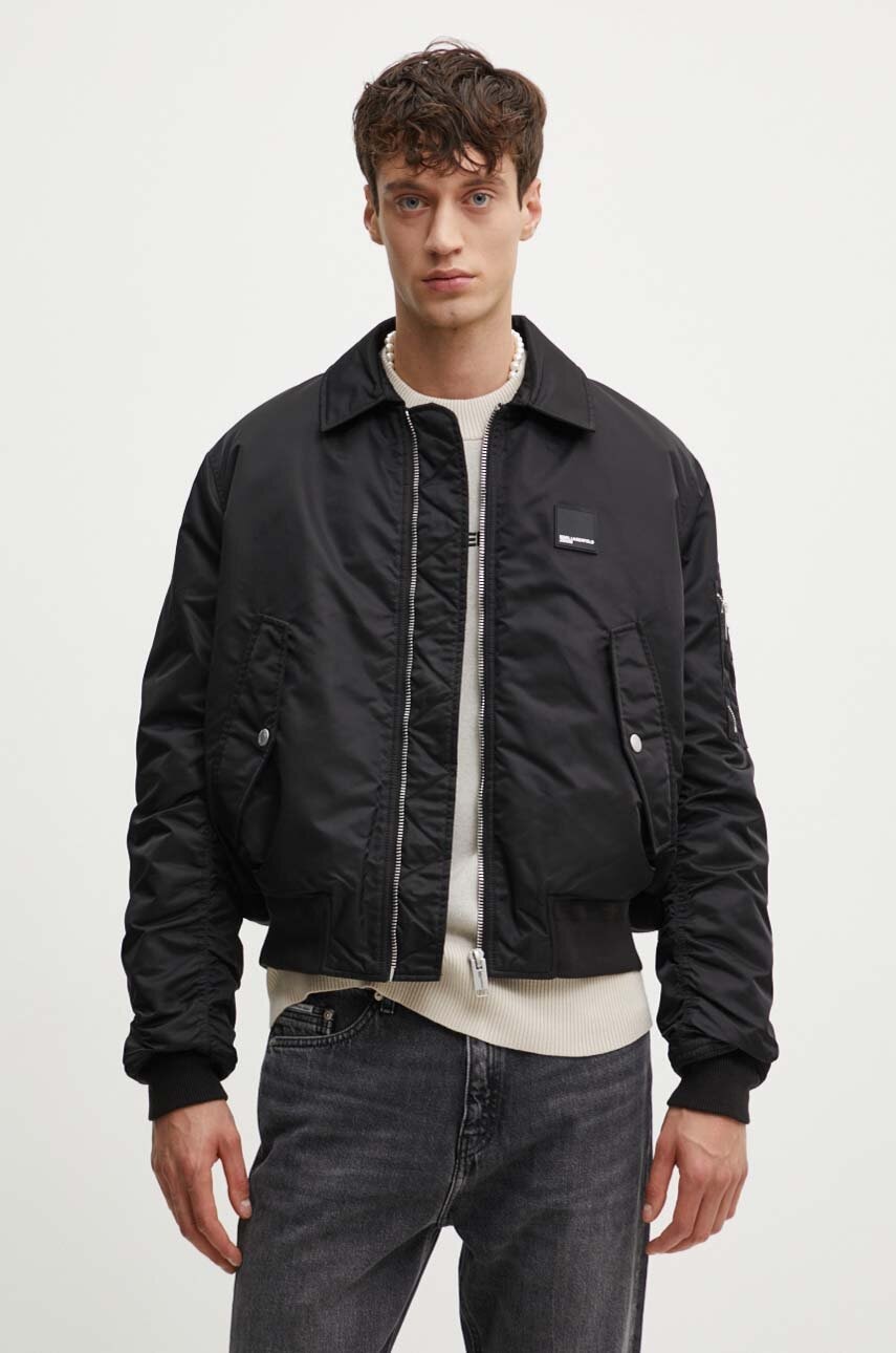 Karl Lagerfeld Jeans geaca bomber barbati, culoarea negru, de iarna, 245D1501