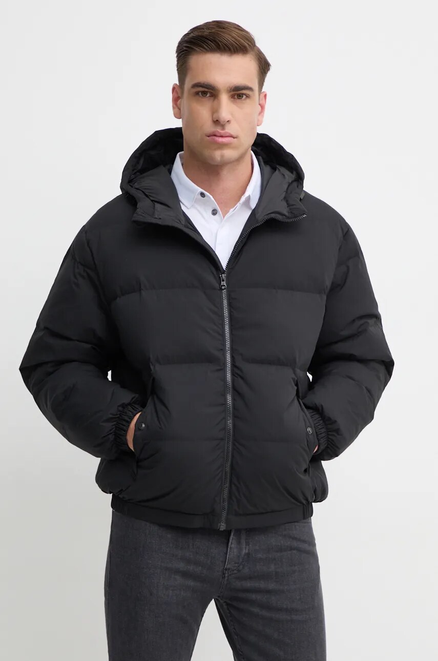 United Colors of Benetton geaca de puf barbati, culoarea negru, de iarna, oversize, 2JF8UN05E