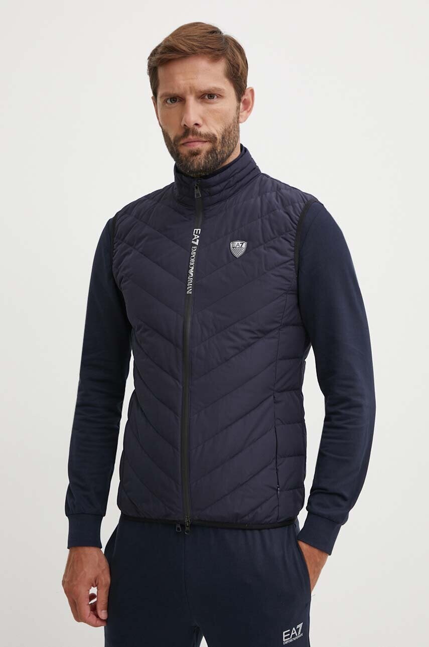 EA7 Emporio Armani vesta de puf barbati, culoarea albastru marin, de tranzitie, PNE1Z.8NPQ02
