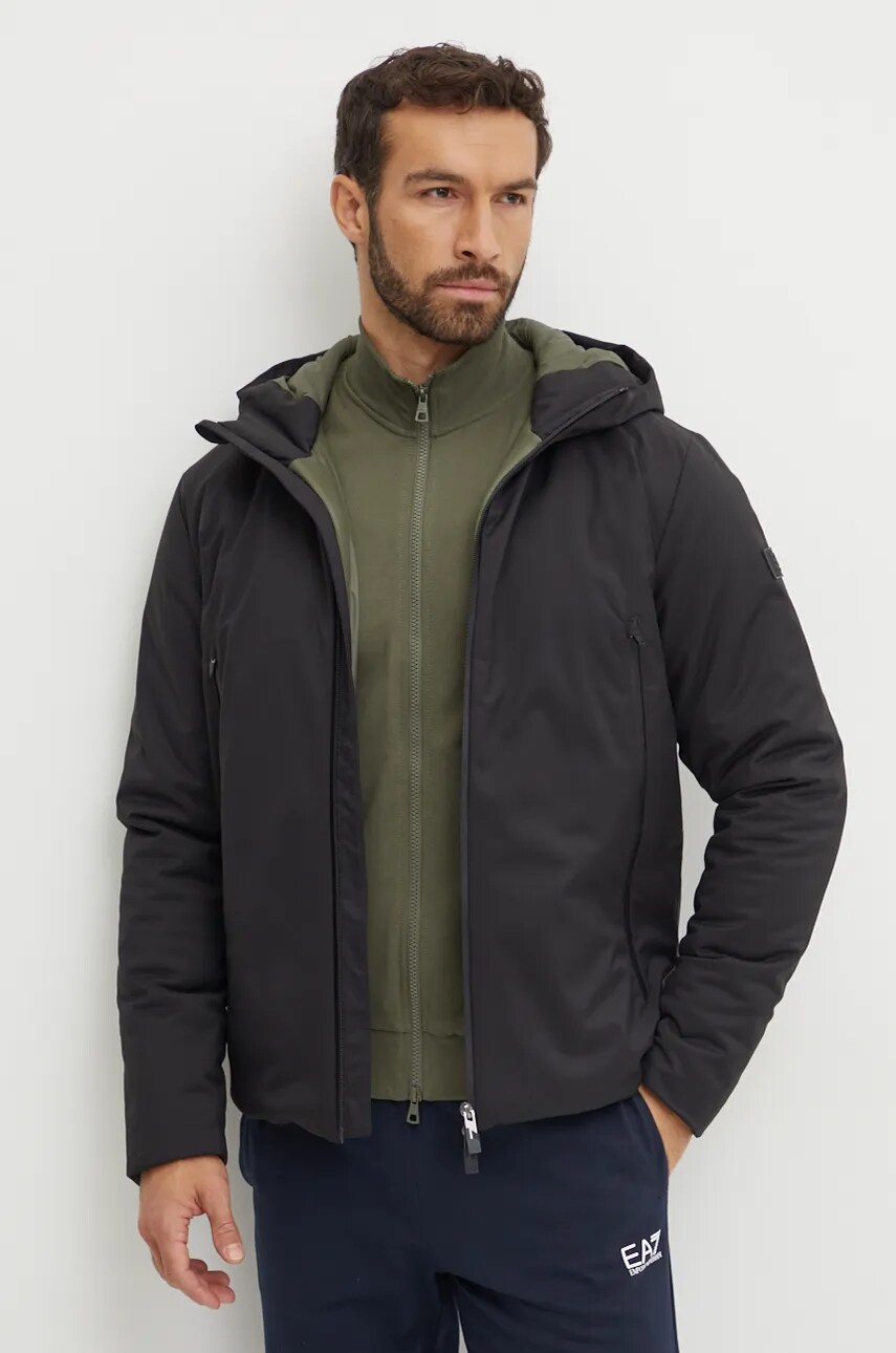 EA7 Emporio Armani geaca barbati, culoarea negru, de iarna, PNEDZ.6DPB18