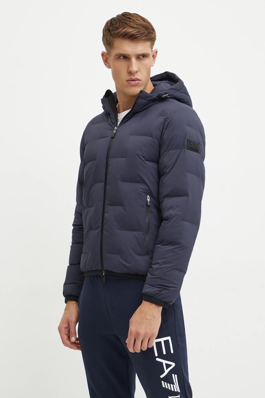 EA7 Emporio Armani geaca barbati, culoarea albastru marin, de iarna, PNHHZ.6DPB64