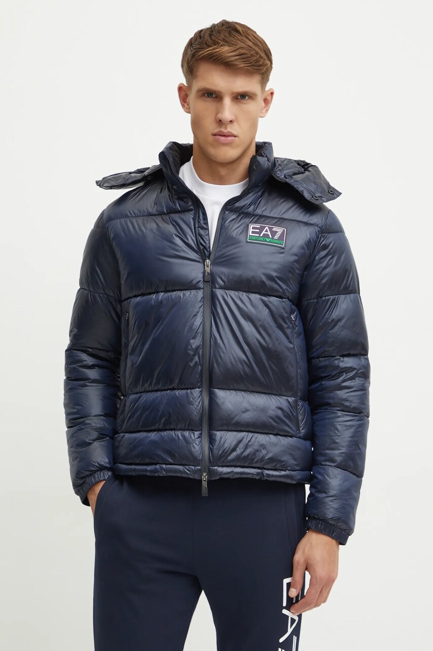 Levně Bunda EA7 Emporio Armani pánská, tmavomodrá barva, zimní, PN2MZ.6DPB71