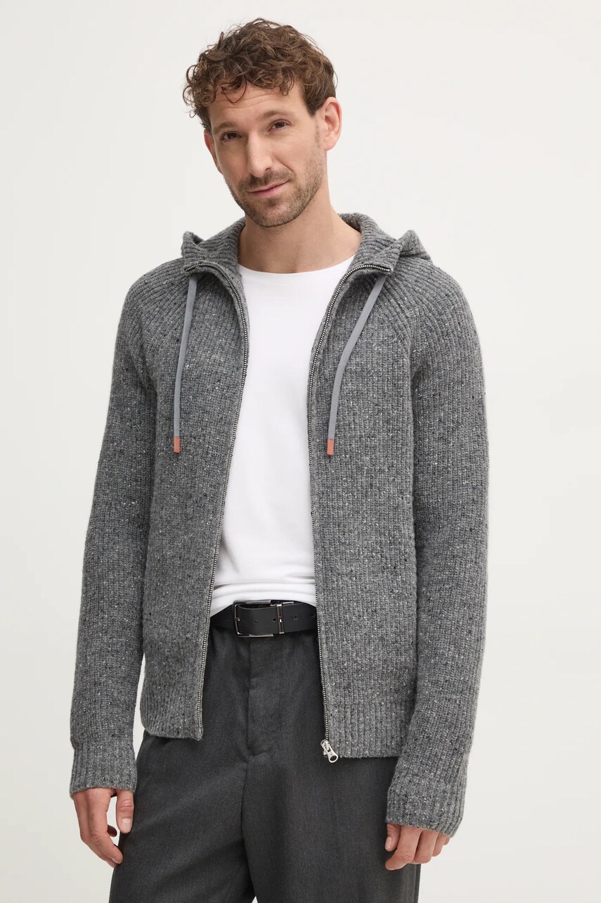 United Colors of Benetton cardigan din lana culoarea gri, 1KBAU5013