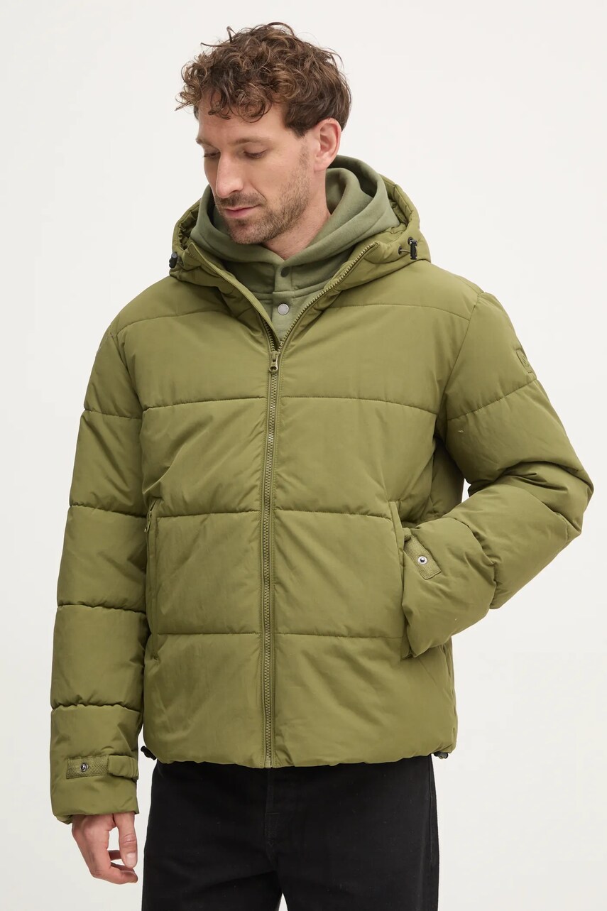 Levně Bunda United Colors of Benetton pánská, zelená barva, zimní, 2IARUN05O