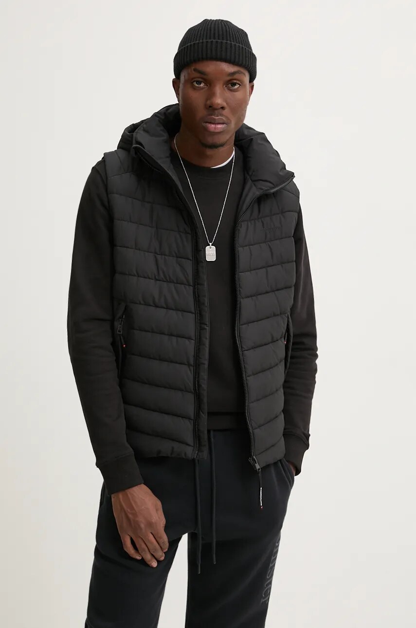 Superdry vesta barbati, culoarea negru, de tranzitie, M5011896A-02A